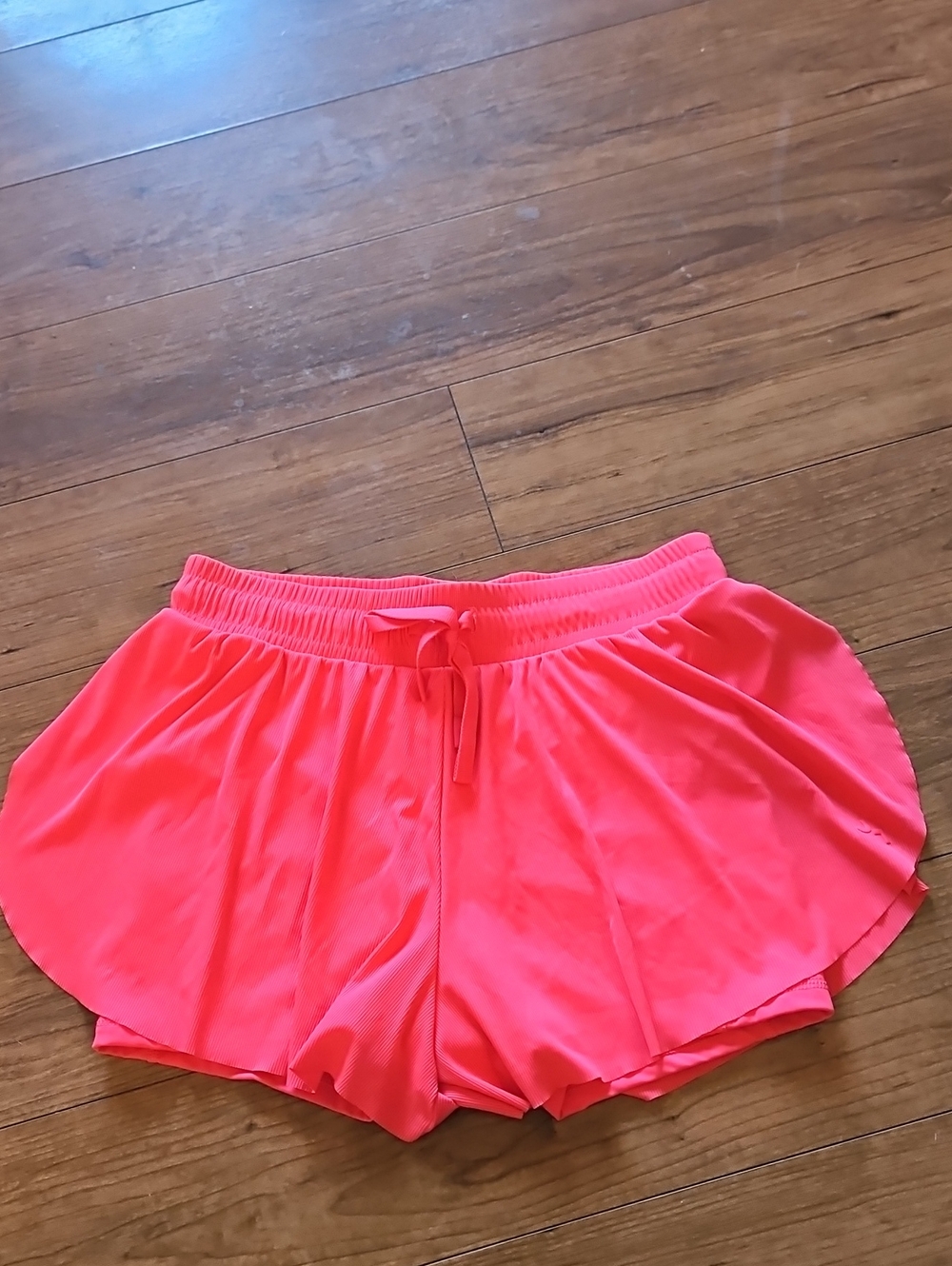 JoyLab Mid-Rise Doublel Layer coral Pink Athletic Shorts with Drawstring Waist